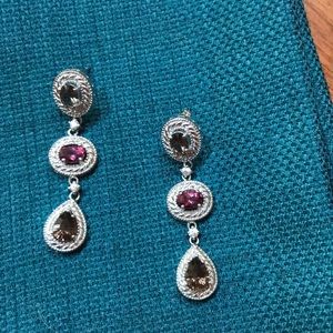 Sterling and Tourmaline Dangle Earrings